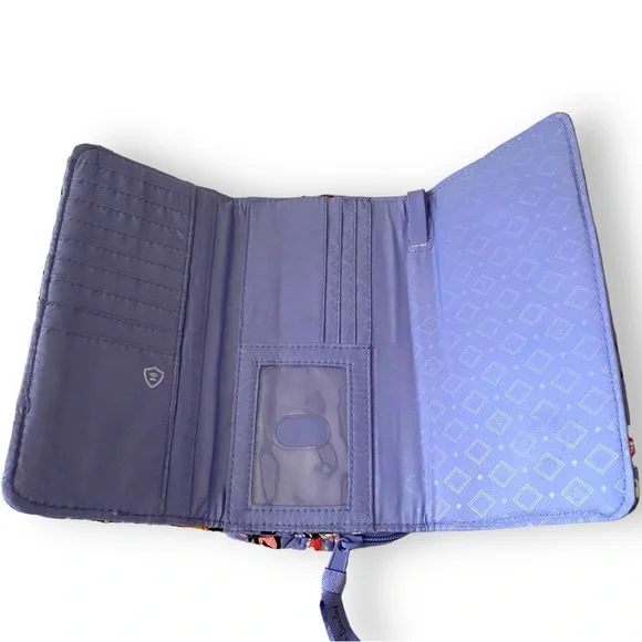 Title: Vera Bradley RFID Mural Garden Wristlet Wallet Coastal Boho Print Clutch - Picture 5 of 12